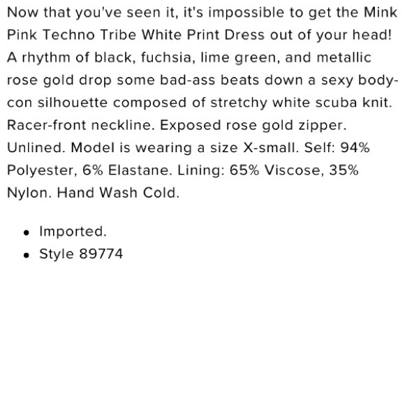 MINKPINK Techno Tribe Geometric Pattern Dress Size Medium - Picture 8 of 10